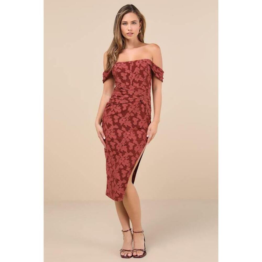 Lulu's Red Off-Shoulder Midi Dress